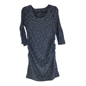 Liz Lange Maternity Dress Target 3/4 Sleeve Ruched Black/White Marled Size M